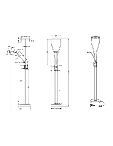 LÁMPARA PIE LED CROMO RENNES