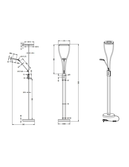 LÁMPARA PIE LED CROMO RENNES