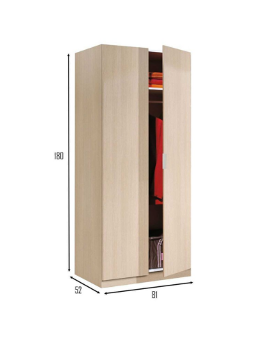 ARMARIO ROPERO LOW COST 2 PUERTAS ROBLE