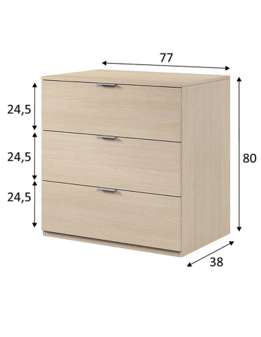 CÓMODA 3 CAJONES ROBLE