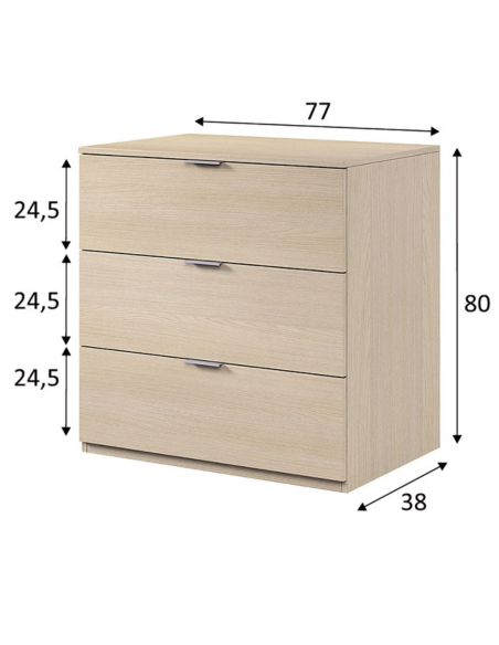 CÓMODA 3 CAJONES ROBLE