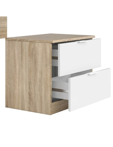 CABECERO + 1 MESITA LUCA BLANCO Y ROBLE