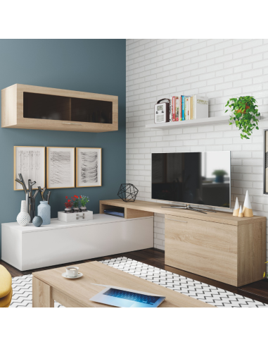 SALÓN TV ROBLE/BLANCO