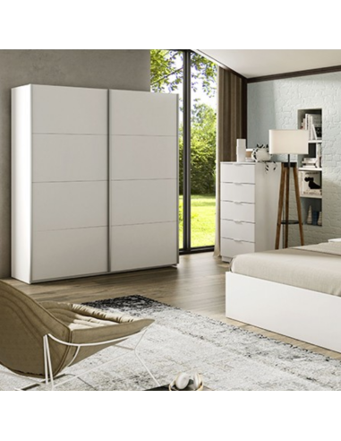 ARMARIO ROPERO 2 PUERTAS CORREDERAS BLANCO