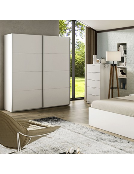 ARMARIO ROPERO 2 PUERTAS CORREDERAS BLANCO