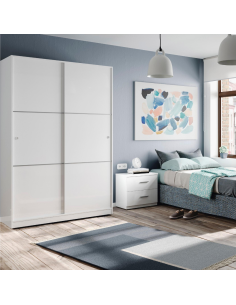 ARMARIO ROPERO 2 PUERTAS CORREDERAS BLANCO 2