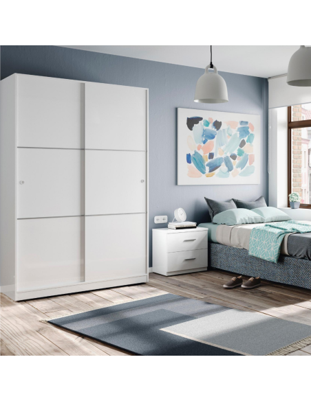 ARMARIO ROPERO 2 PUERTAS CORREDERAS BLANCO