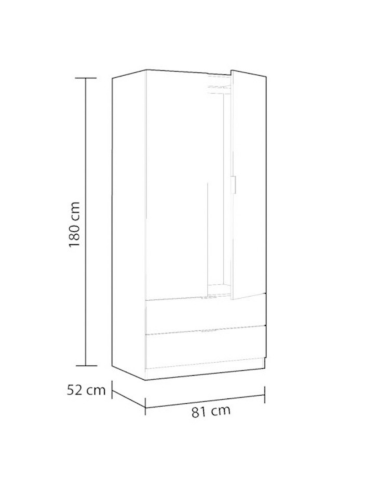 ARMARIO ROPERO JUVENIL 2 PUERTAS ROBLE Y BLANCO