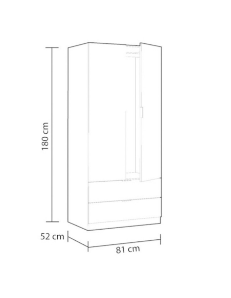 ARMARIO ROPERO JUVENIL 2 PUERTAS ROBLE Y BLANCO