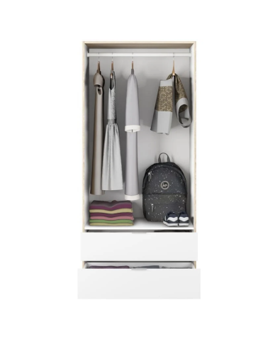 ARMARIO ROPERO JUVENIL 2 PUERTAS ROBLE Y BLANCO