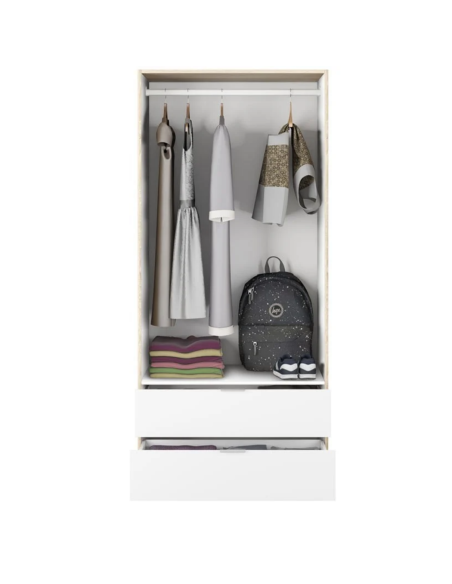 ARMARIO ROPERO JUVENIL 2 PUERTAS ROBLE Y BLANCO