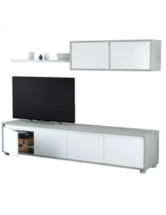 SALÓN TV BLANCO/CEMENTO GRIS