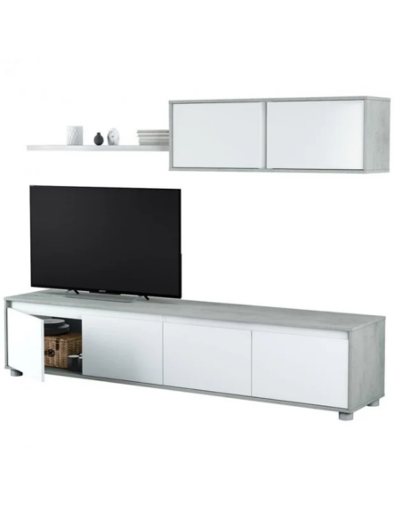 SALÓN TV BLANCO/CEMENTO GRIS