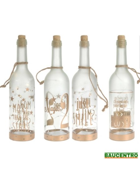 BOTELLA CRISTAL LED ORO