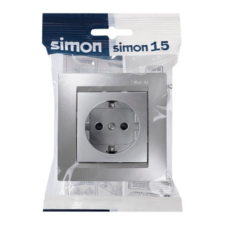 BASE ENCHUFE 2P+TT ALUMINIO SIMON15
