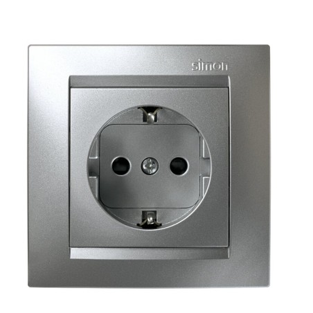 BASE ENCHUFE 2P+TT ALUMINIO SIMON15