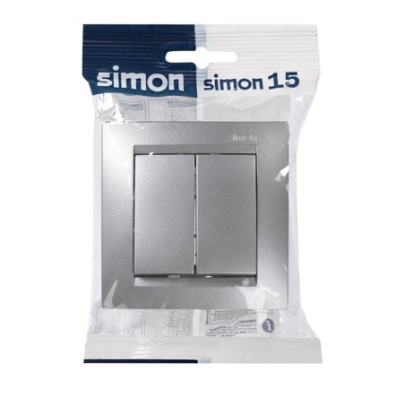 CONMUTADOR DOBLE ALUMINIO SIMON15