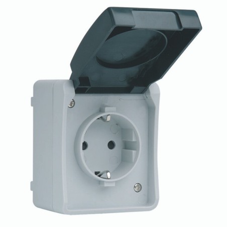 BASE ENCHUFE 16A NEGRO/GRIS PARA EXTERIOR SERIE ATLANTIS