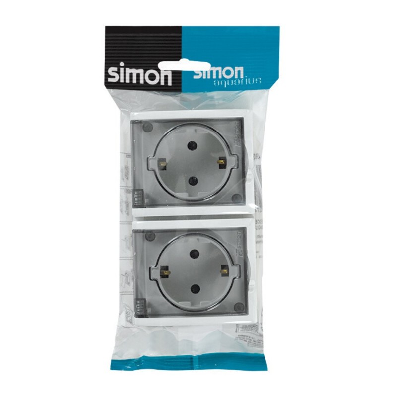 BASE ENCHUFE DOBLE 2P+TT BLANCO