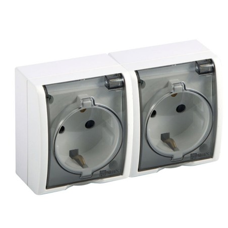 BASE ENCHUFE DOBLE 2P+TT BLANCO