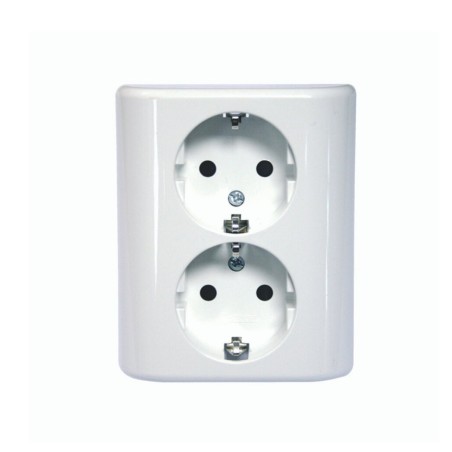 BASE ENCHUFE DOBLE MONOBLOC  EMPOTRAR BLANCO