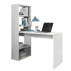 MESA ESTUDIO + ESTANTERÍA DUPLO BLANCO