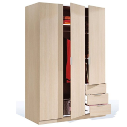 ARMARIO ROPERO LOW COST 3 PUERTAS + 3 CAJONES ROBLE
