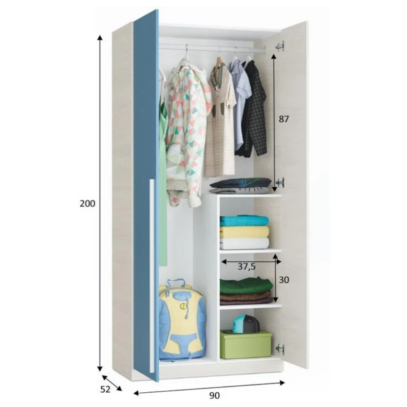 ARMARIO ROPERO JUVENIL AZUL