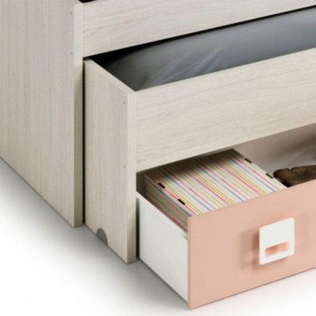 CAMA DOBLE NUBE 2 CAJONES + 1 ESTANTE