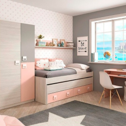 CAMA DOBLE NUBE 2 CAJONES + 1 ESTANTE 2