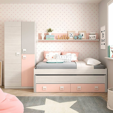 CAMA DOBLE NUBE 2 CAJONES + 1 ESTANTE