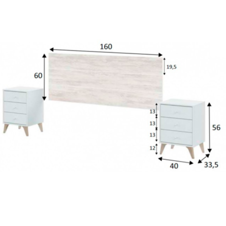 CABECERO + 2 MESITAS SWEET BLANCO