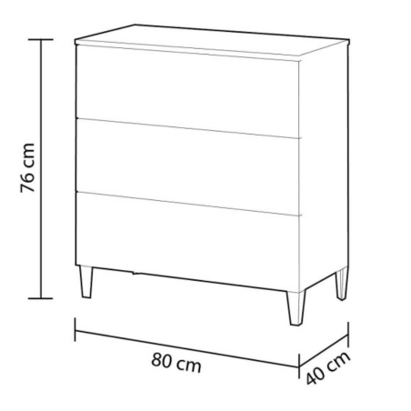 CÓMODA 3 CAJONES LOFT BLANCO