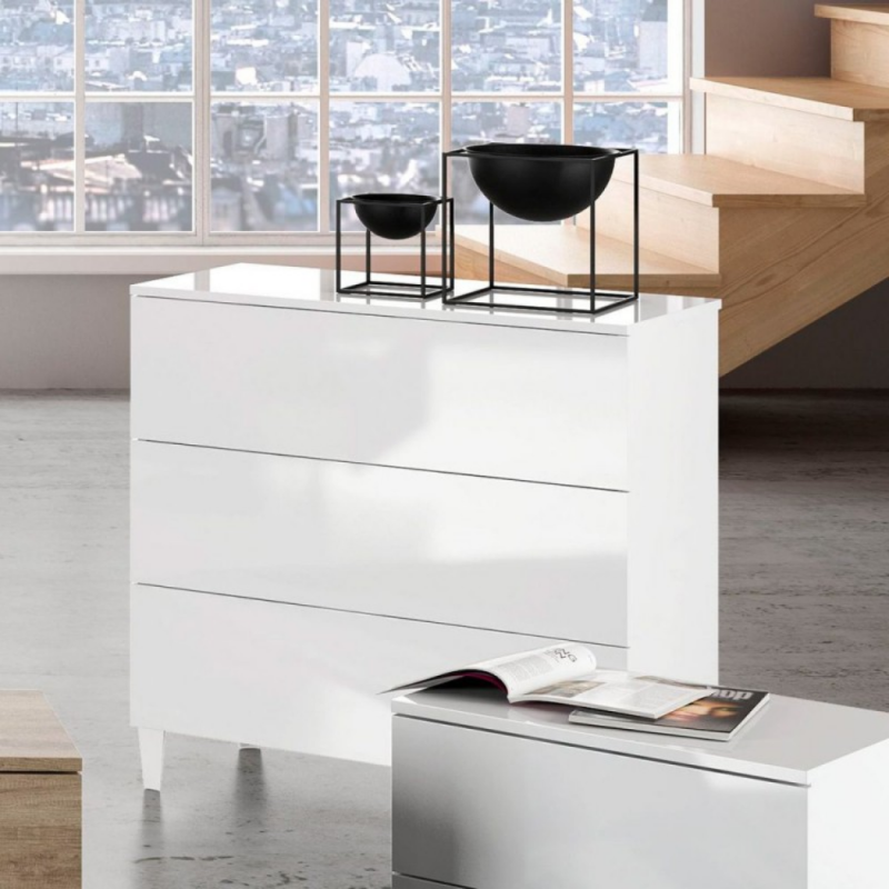 CÓMODA 3 CAJONES LOFT BLANCO