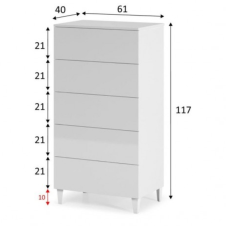 CÓMODA 5 CAJONES LOFT BLANCO