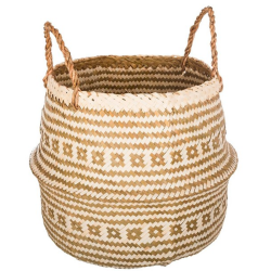 CESTA PLEGABLE MIMBRE BLANCO RIZADO