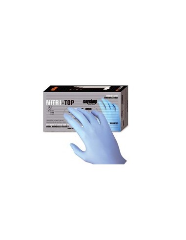 GUANTE DESECHABLE AZUL NITRILO SIN POLVO SAFETOP
