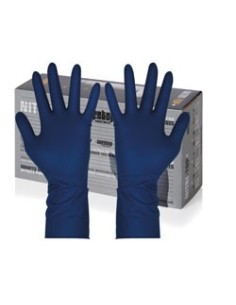 GUANTE DESECHABLE AZUL CAUCHO SIN POLVO SAFETOP