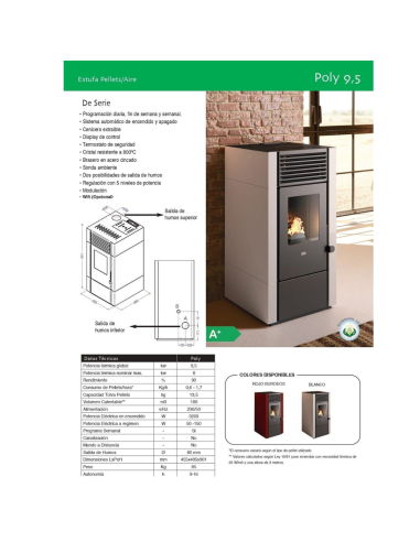 ESTUFA PELLETS 9,5 KW POLY BURDEOS