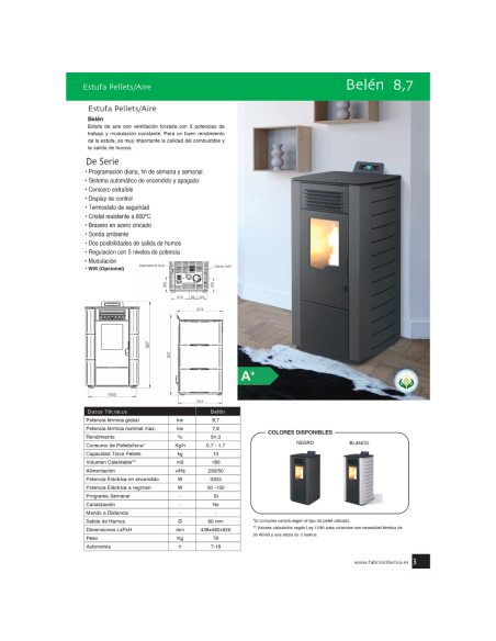 ESTUFA PELLETS 8,7 Kw.BELÉN NEGRO