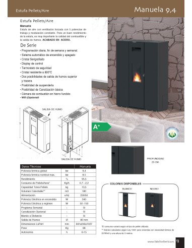 ESTUFA PELLETS 9,4 KW PASILLERA MANUELA GRANATE