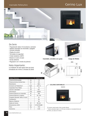 INSERTABLE PELLETS 7,5 Kw. EXTRAIBLE CERINO