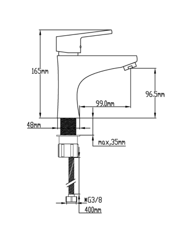 GRIFO MONOMANDO LAVABO BIDASOA NEGRO