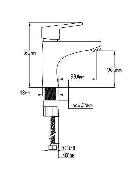 GRIFO MONOMANDO LAVABO BIDASOA NEGRO