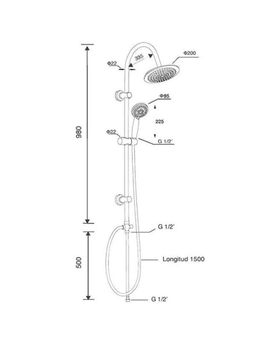 COLUMNA DUCHA + ROCIADOR ALBA