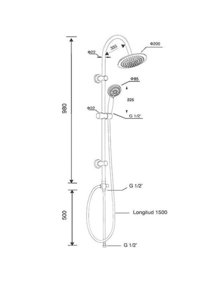 COLUMNA DUCHA + ROCIADOR ALBA