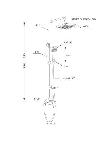 COLUMNA DUCHA + GRIFO TINEO