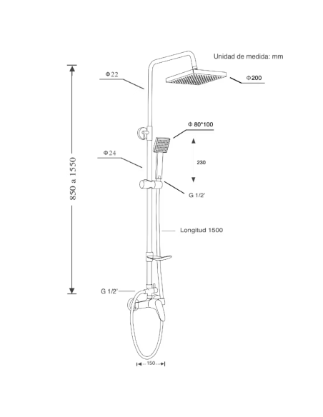 COLUMNA DUCHA + GRIFO TINEO