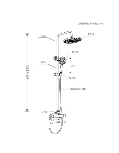 COLUMNA DUCHA + GRIFO TERMOSTÁTICO NAVA