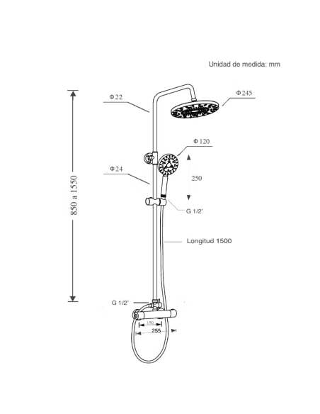 COLUMNA DUCHA + GRIFO TERMOSTÁTICO NAVA